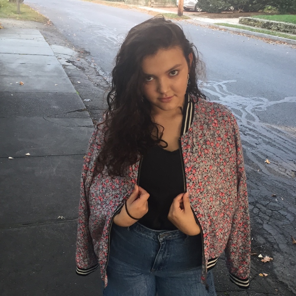 bomber jacket with little flowers